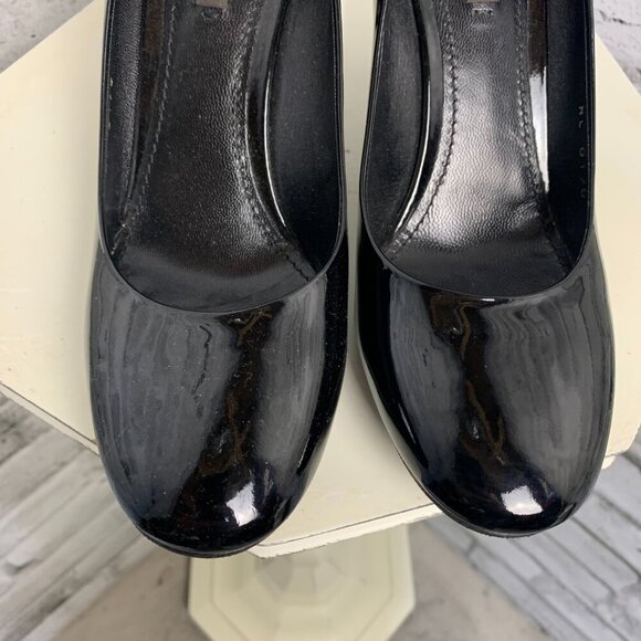 Louis Vuitton Pumps Black Patent Leather Lock It Round Toe Oh Really Heels - Picture 4 of 11